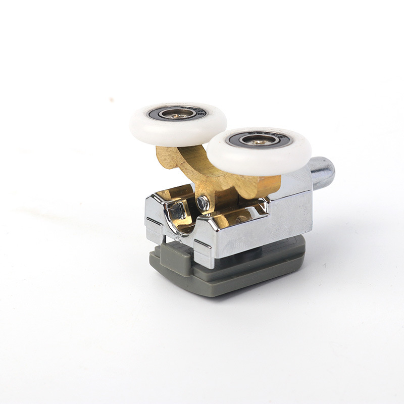 SOURCE factory direct supply copper plating flat pole bounce wheel upper double lower double bathroom glass door pulley in stock wholesale