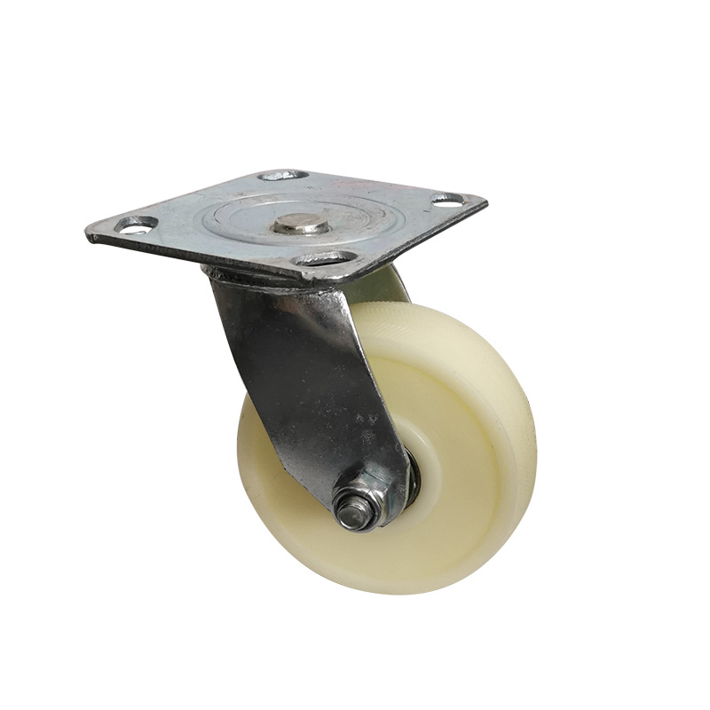 Nylon universal wheel with brake industrial heavy caster storage handling pull cart wheel 456 inch White Ni wheel