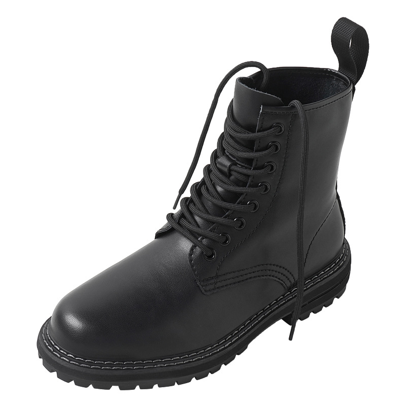 Couple's 35-47 Size ins Martins Boots Men's High Top Genuine Leather Large Size Boots Women's Bike Shoes Black Workwear Boots