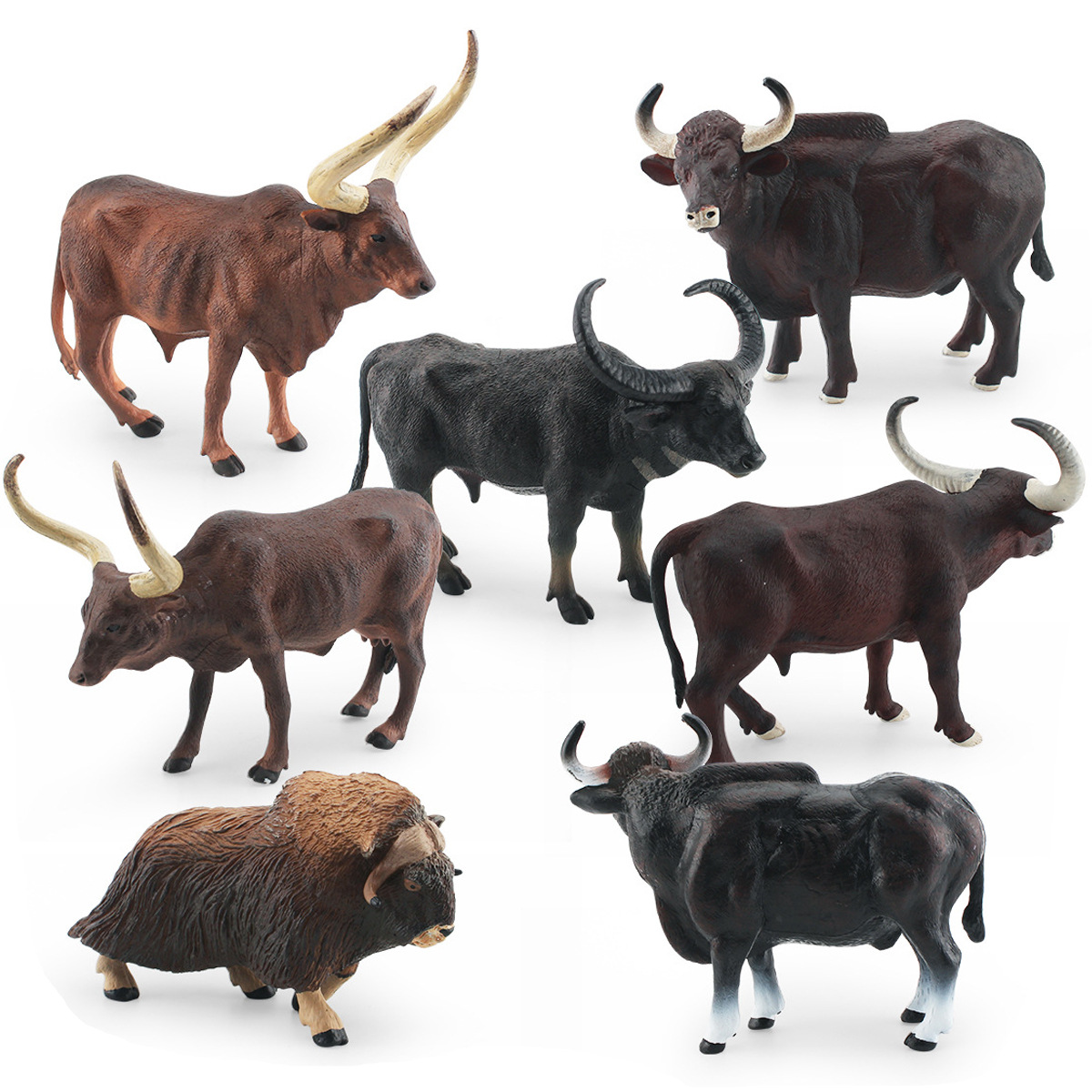 Amazon Simulation Cow Model Ankora Watu Sisi Cow Musk Ox Gaur Water Buffalo Static Figurine 