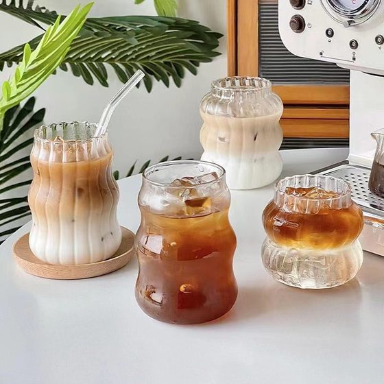 New transparent glass cloud Cup household milk breakfast cup ice American latte cup juice cold drink drinking cup