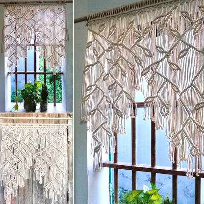 Nordic Style Room Decoration Handmade Woven Tapestry Home Wall Pendant Bohemian Leaf Curtain Door Curtain