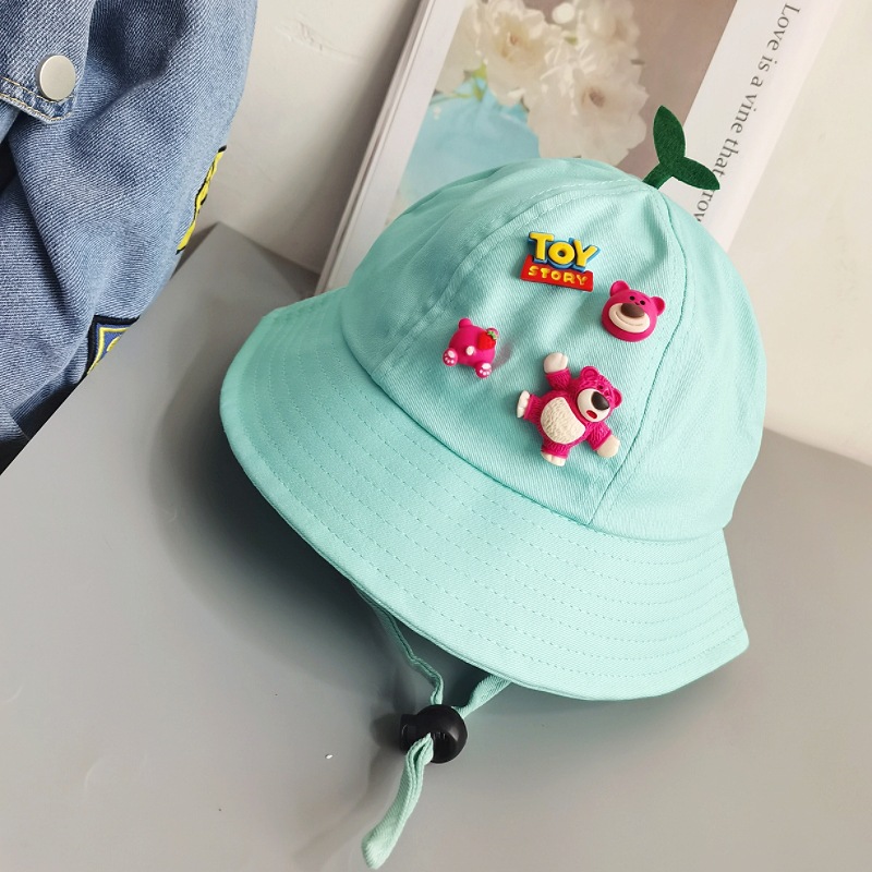 Children's Sunscreen Sun Hat Summer Baby Fisherman Hat Strawberry Bear Hat Spring and Autumn Thin Basin Hat for Boys and Girls Summer
