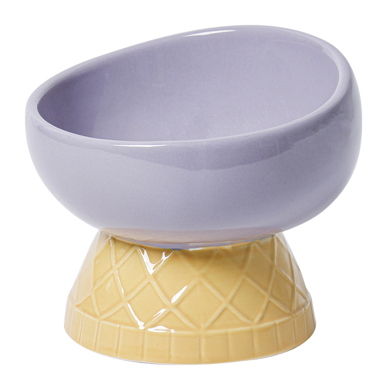 Cat Bowl ceramic protective cervical spine drinking bowl pet supplies cute oblique mouth anti-knock dog Rice Bowl cat food bowl