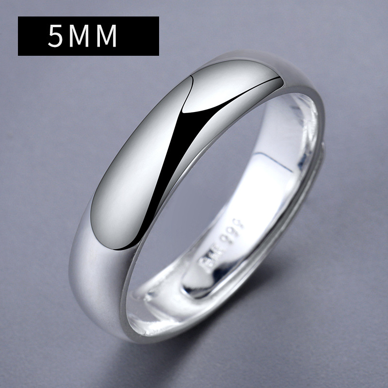 999 silver men's ring plain ring sterling silver single female couple a pair of index finger smooth ring jewelry wholesale