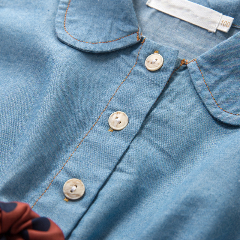 Girls' Spring and Autumn 2023 New Fake Two-piece Dress Shirt Dress Children's Long-sleeved Princess Dress Western Style Dress