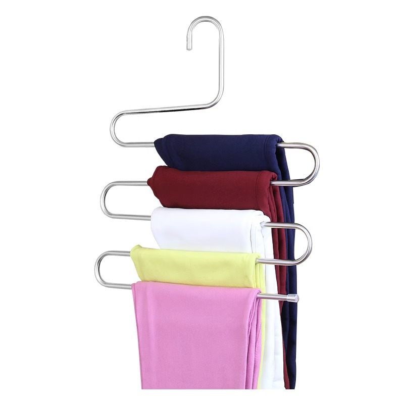 S-type pants rack multi-layer multifunctional pants clip hanger wardrobe pants towel non-slip storage finishing drying artifact