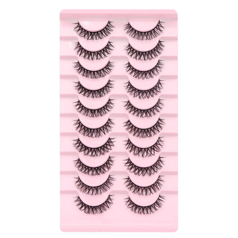 European and American False Eyelashes Wholesale 10 Pairs DD Self-curvature Slim Cross Thick False Eyelashes