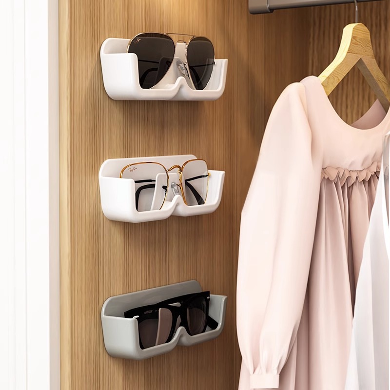 Glasses storage box wall-mounted punch-free decorative myopia Sun wall display high-grade sunglasses storage rack