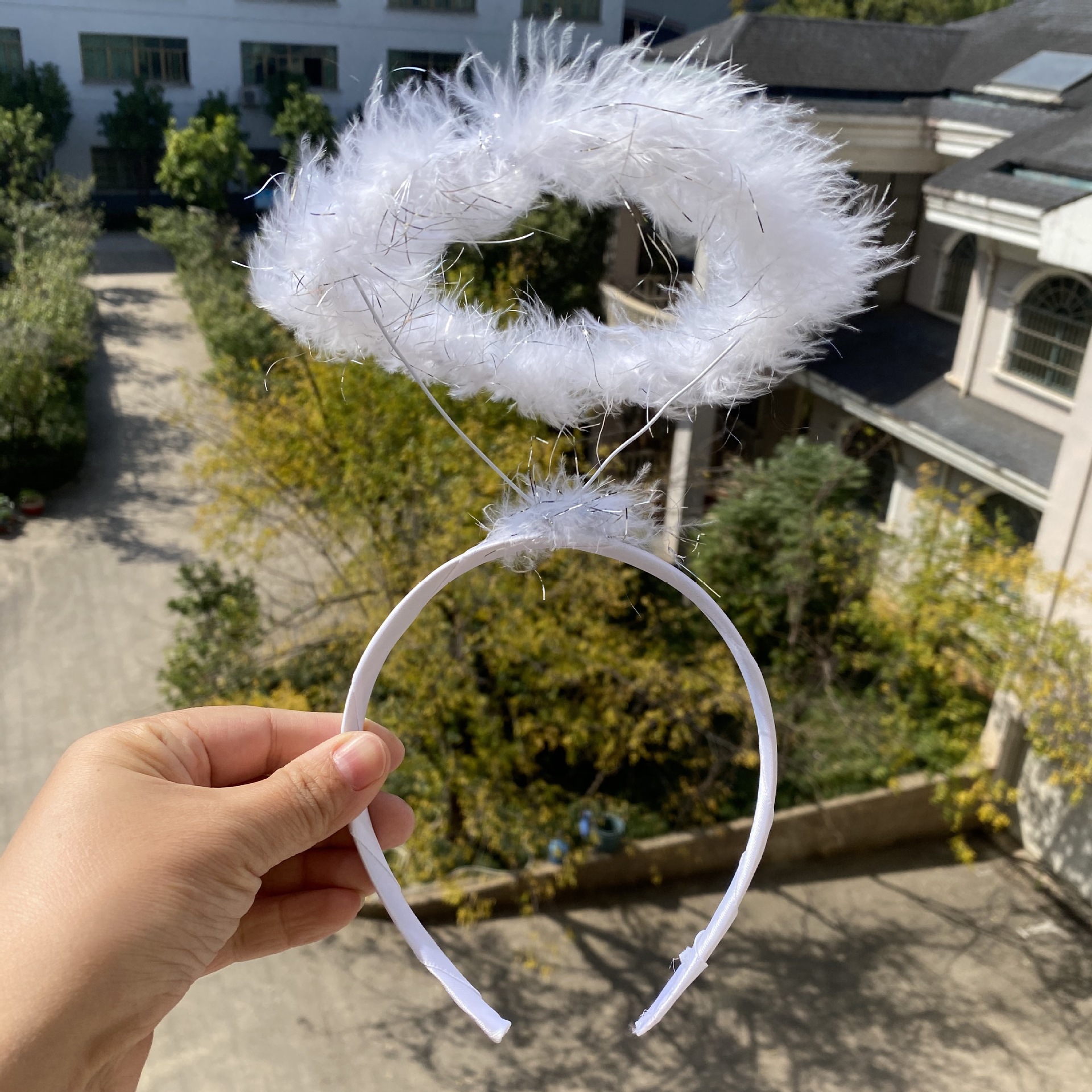 Children's Day Angel Feather Halo Hair Band Encryption Silver Feather Head Buckle Halloween Dress Up Headwear Stage Props