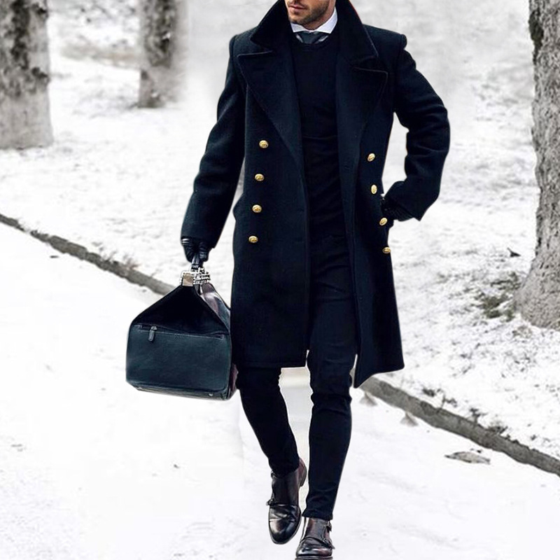 European Station Autumn Woolen Coat Men's 2022 Amazon Mid-length Woolen Coat Independent Station Explosions Woolen Coat