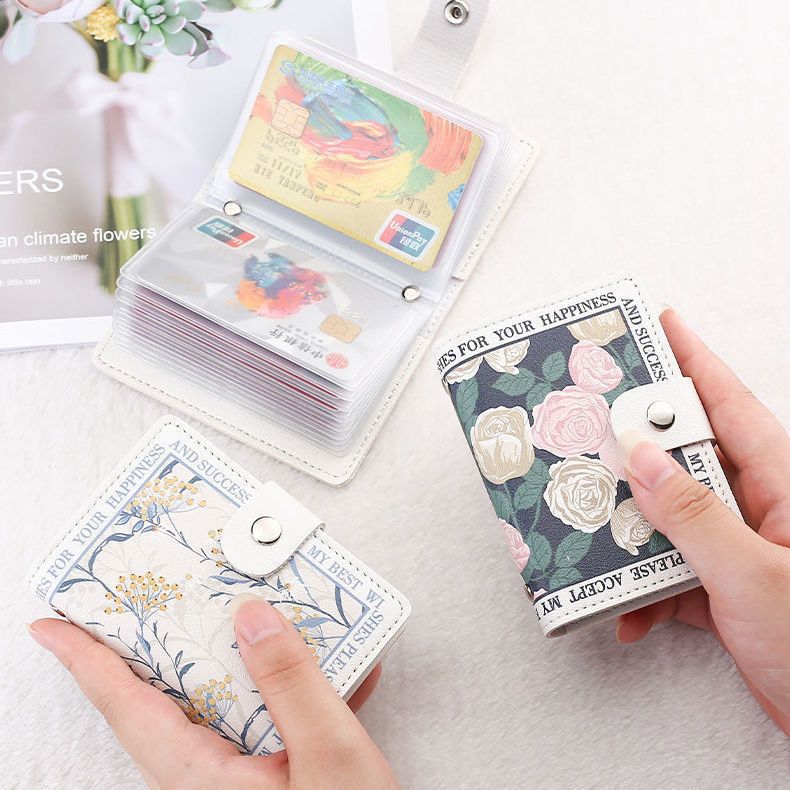 New Flower Cartoon Card Bag Men's Anti-degaussing Multi-card Bank Card Bag Certificate Bag Women's Large Capacity Card Bag