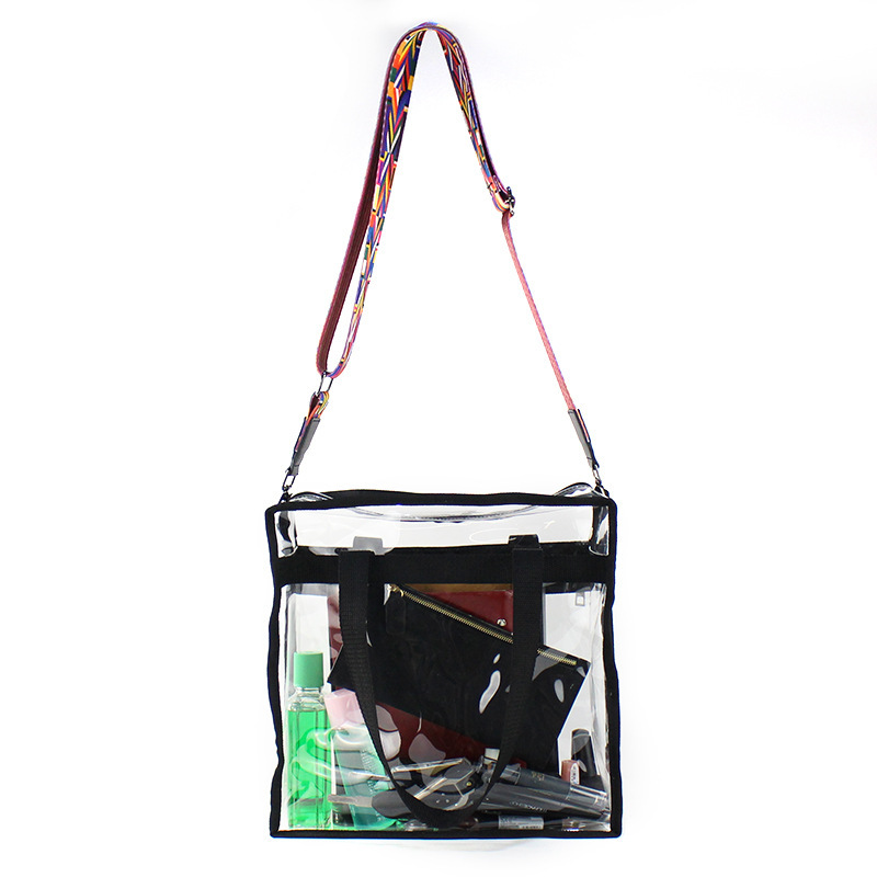 Cross border hot sale large capacity PVC shopping bag fashion transparent messenger bag ladies all match jelly bag in stock wholesale