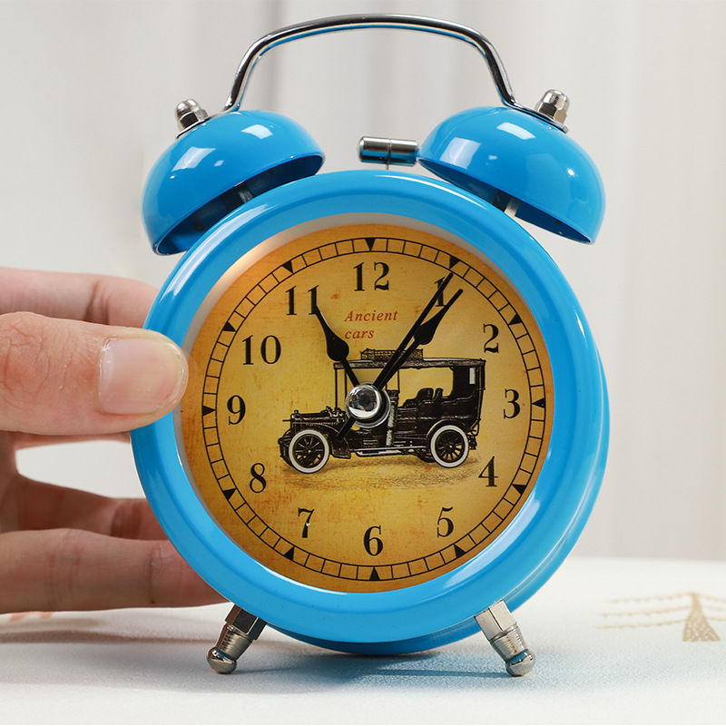 European-style Metal Clock Creative Mute Children's Electronic Alarm Clock Simple Living Room Bedroom Student Luminous Quartz Clock