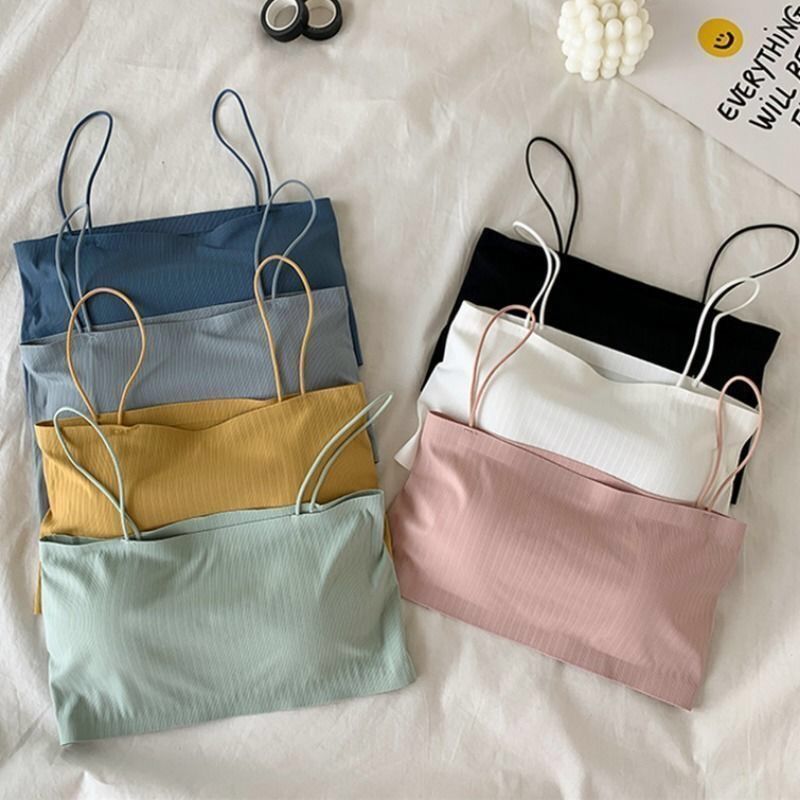 New Ice Silk Sling Tube Top Beautiful Back Anti-walking Light Show Small Chest Base Wrapped Chest Underwear Women's Korean Style Girls' Bra