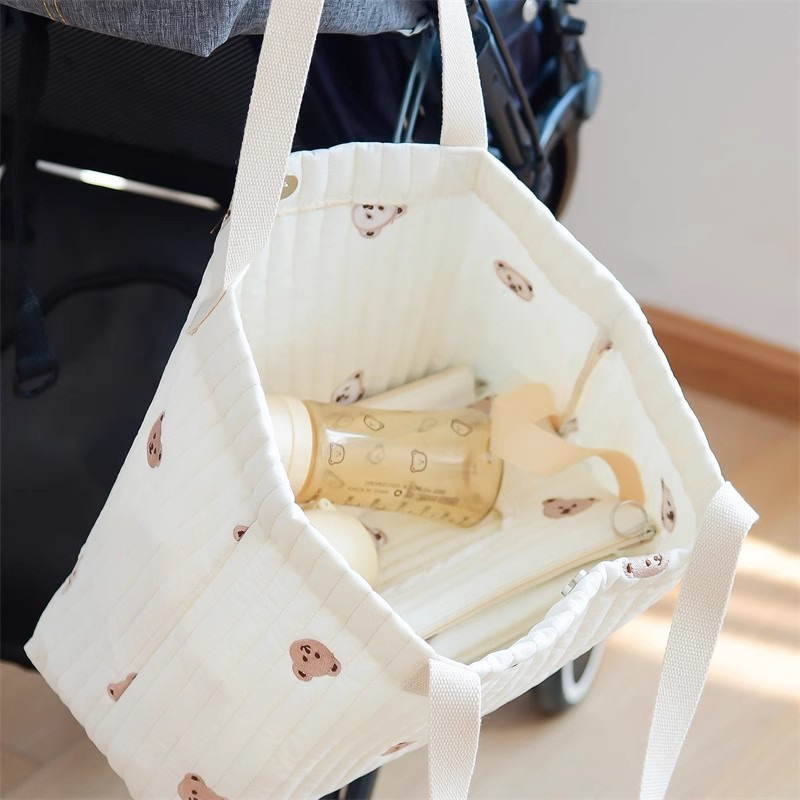 ins South Korea bear embroidered mother and baby bag large capacity multi-function bag lightweight portable mummy bag shoulder bag