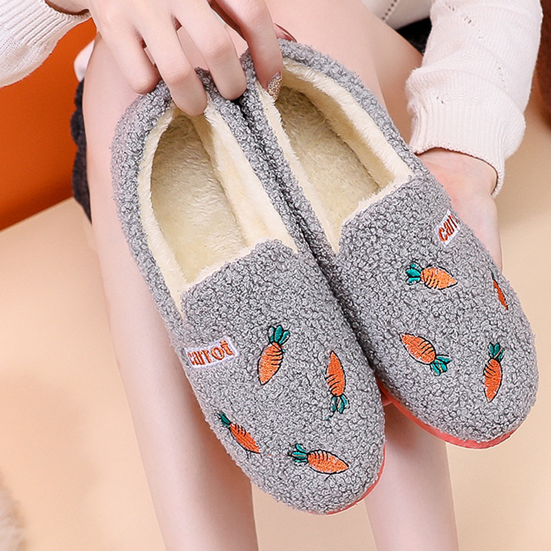 New Winter Slippers Women's Outwear Mao Mao Cotton Shoes Non-slip Warm Fleece-heeled Bean Shoes Korean-style All-match