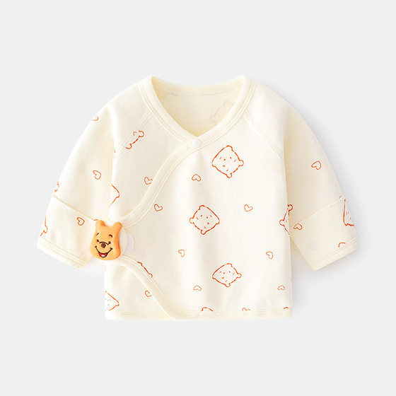 Newborn Baby Inner Clothes Boneless Pure Cotton Spring and Autumn Velcro Half-back Pajamas Full Moon Monk Clothes Baby Top