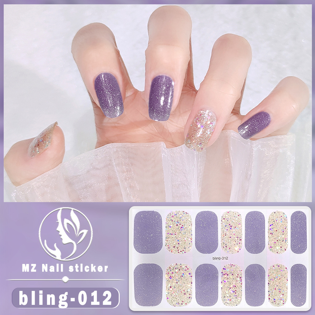bling Aurora Series No Baking Gel Nail Art Stickers Waterproof Lasting Nail Stickers Wearing Nail Polish Film Full Stickers