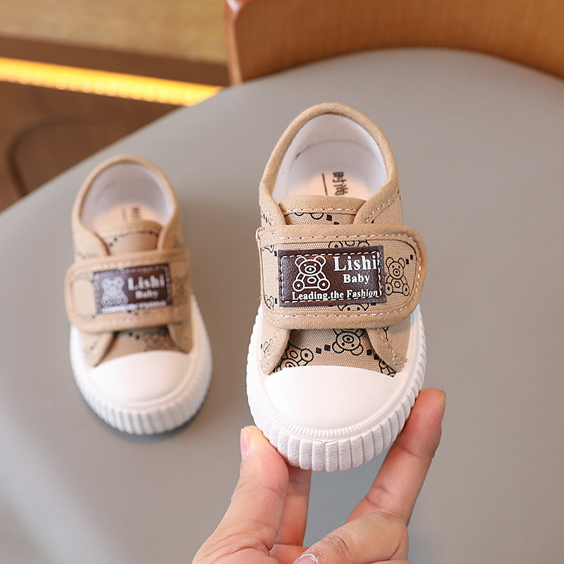 Children's canvas shoes spring and autumn boys' cloth shoes baby boys' shoes soft bottom toddler shoes girls' sports shoes breathable