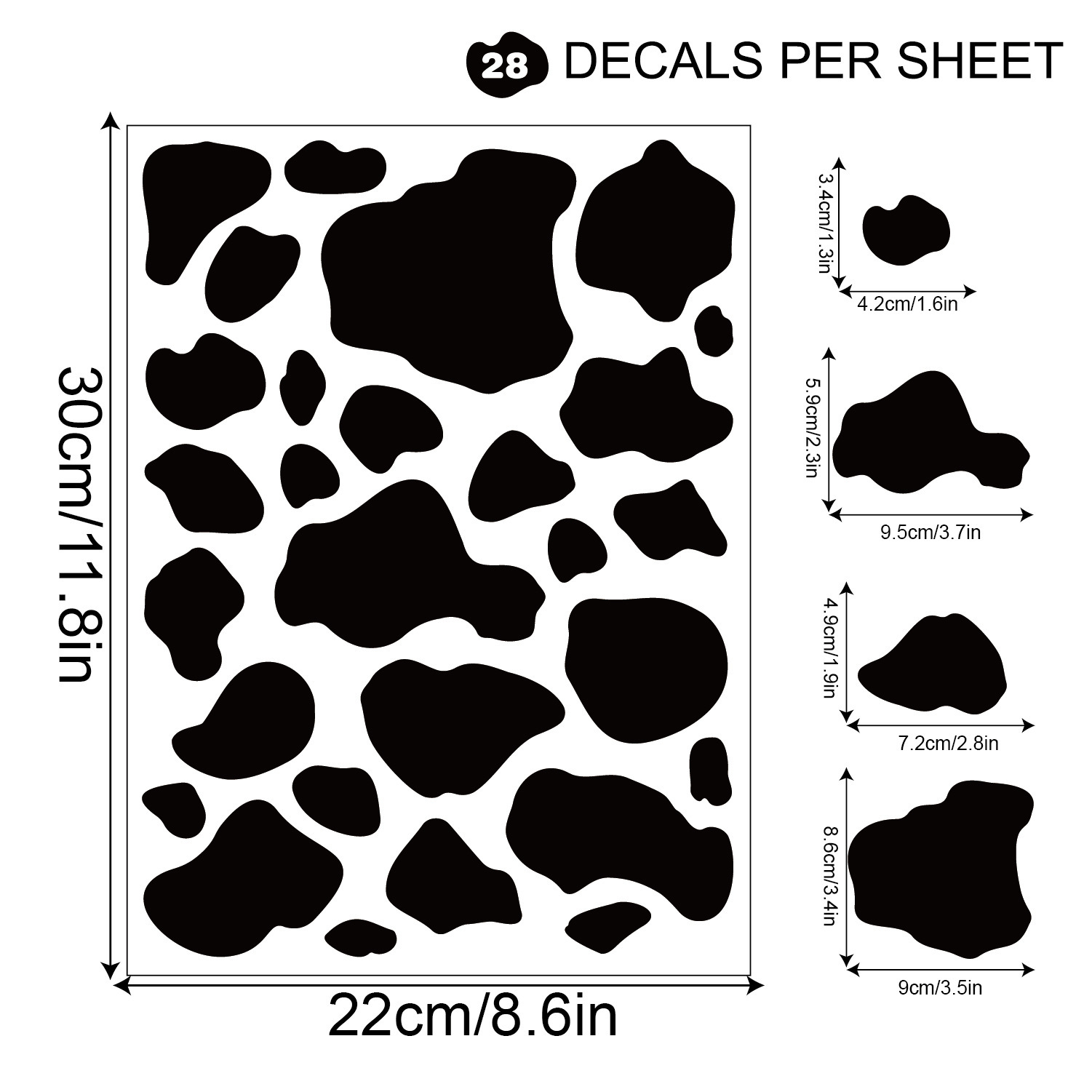 Cross-border wholesale ins style black and white cow stripe PVC waterproof stickers Journal computer decorative stickers