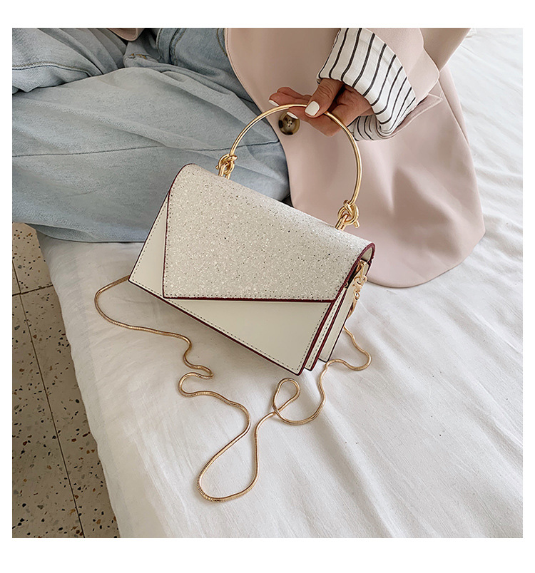 Bag Women's 2021 Spring and Summer New Fashion Western Style Handbag All-match Texture Sequin Fashionable Chain Small Square Bag