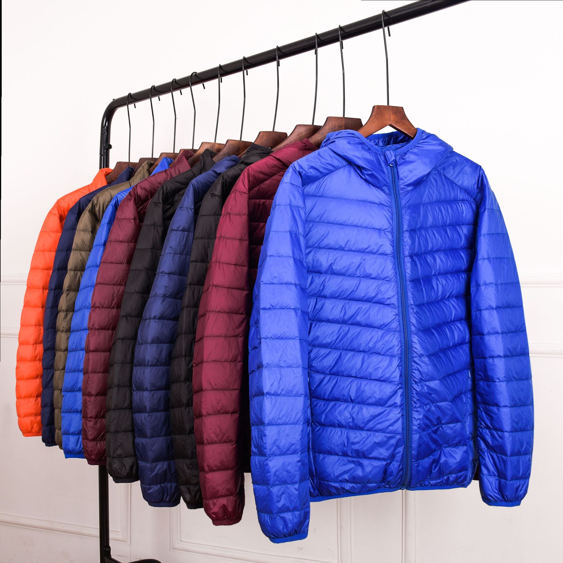 Winter down jacket men's lightweight short stand collar hooded middle-aged and young people plus size ultra-light ultra-thin coat
