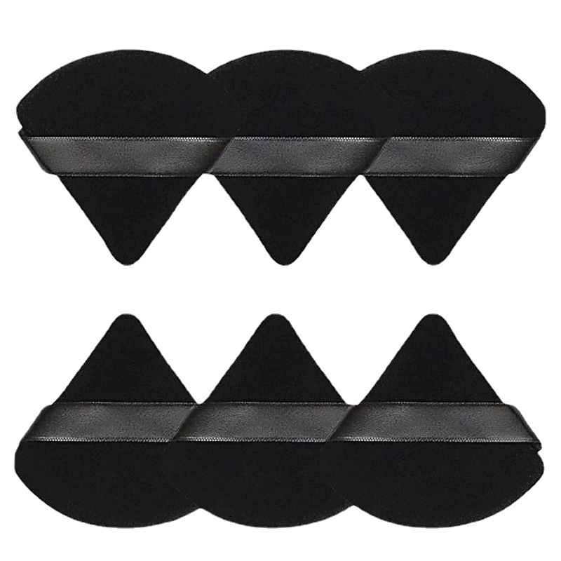Triangle powder puff short velvet powder powder puff standing velvet makeup double-sided super soft sponge cross-border boxed black powder puff