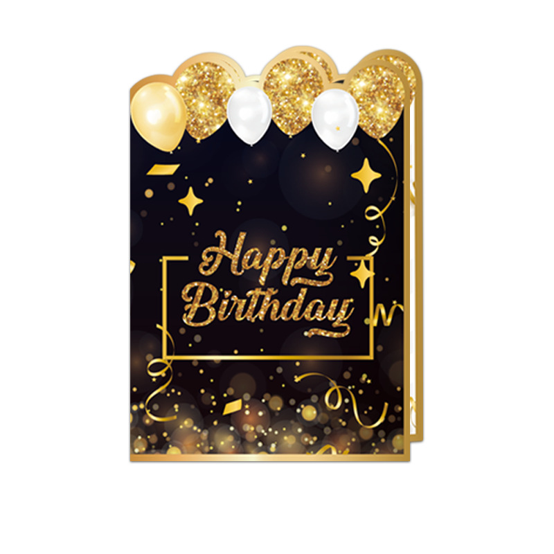 Cross-border Hot Sale New Happy Birthday Black Gold Giant Book Birthday Message Commemorative Card in stock
