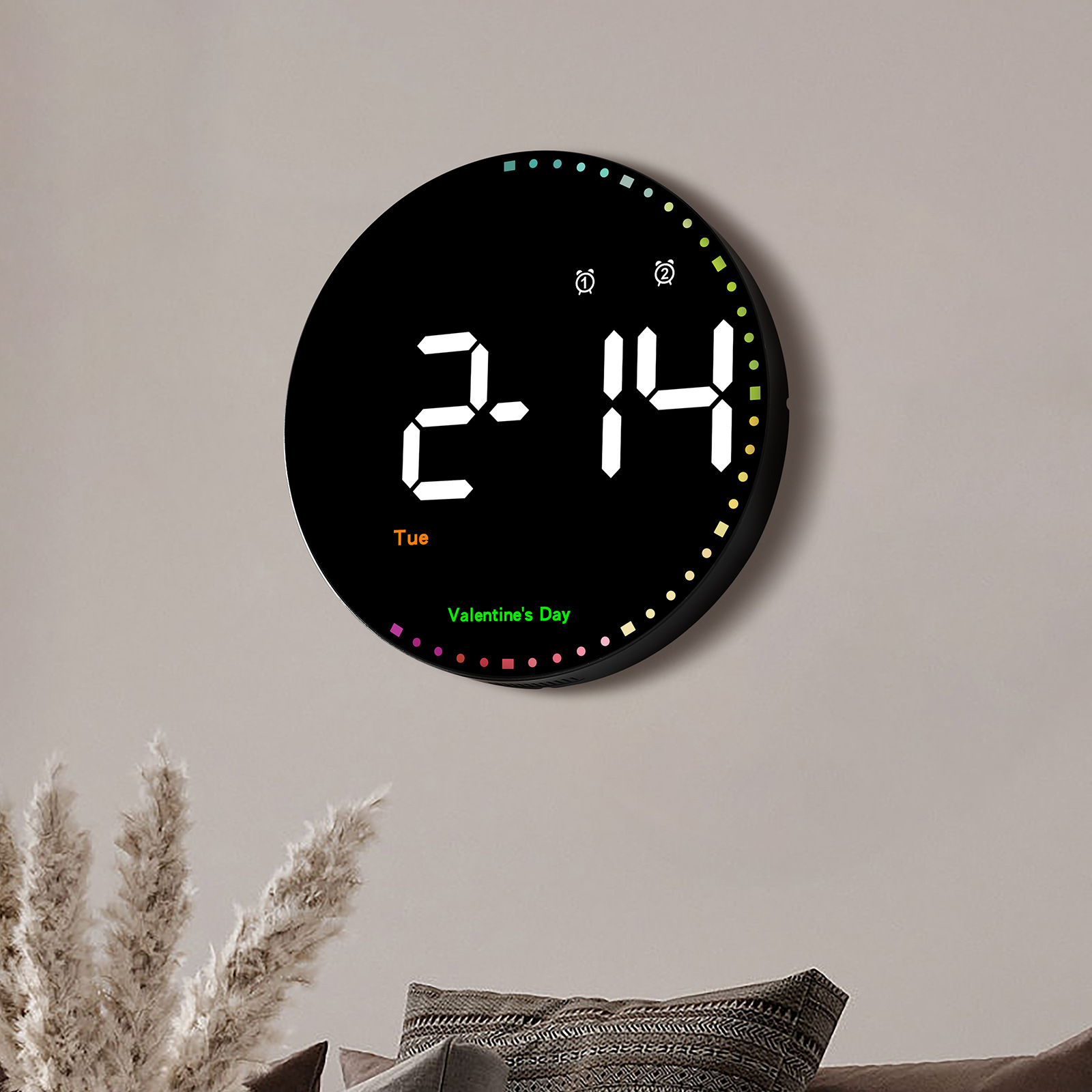 Digital electronic clock living room simple big font wall clock LED clock is Countdown colorful second hand clock 6635