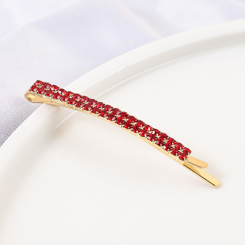 Korean style Internet celebrity double row color hair clip hair accessories female headdress Diamond hairpin girl bangs side clip one-piece delivery