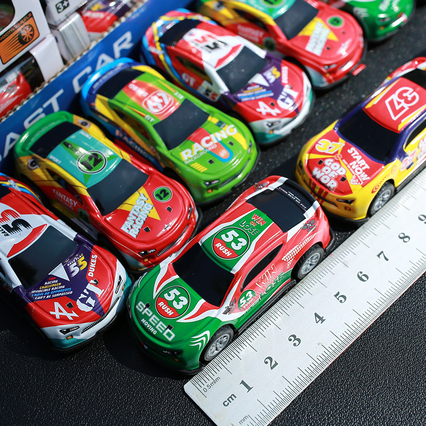 New iron pull back car Graffiti Car racing iron car children's toy sports car model toy stall wholesale
