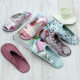 Wholesale Korean Style Pastoral Fabric Home Slippers Machine Washable Quilted Warm Soft Sole Non-Slip Carpet Shoes