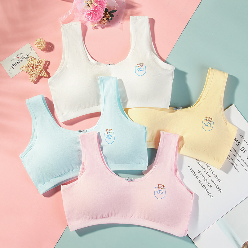 Girls' Underwear Junior High School Students High School Students Female High School Students Pure Cotton Stall Developmental Small Vest Big Children Girls' Bra
