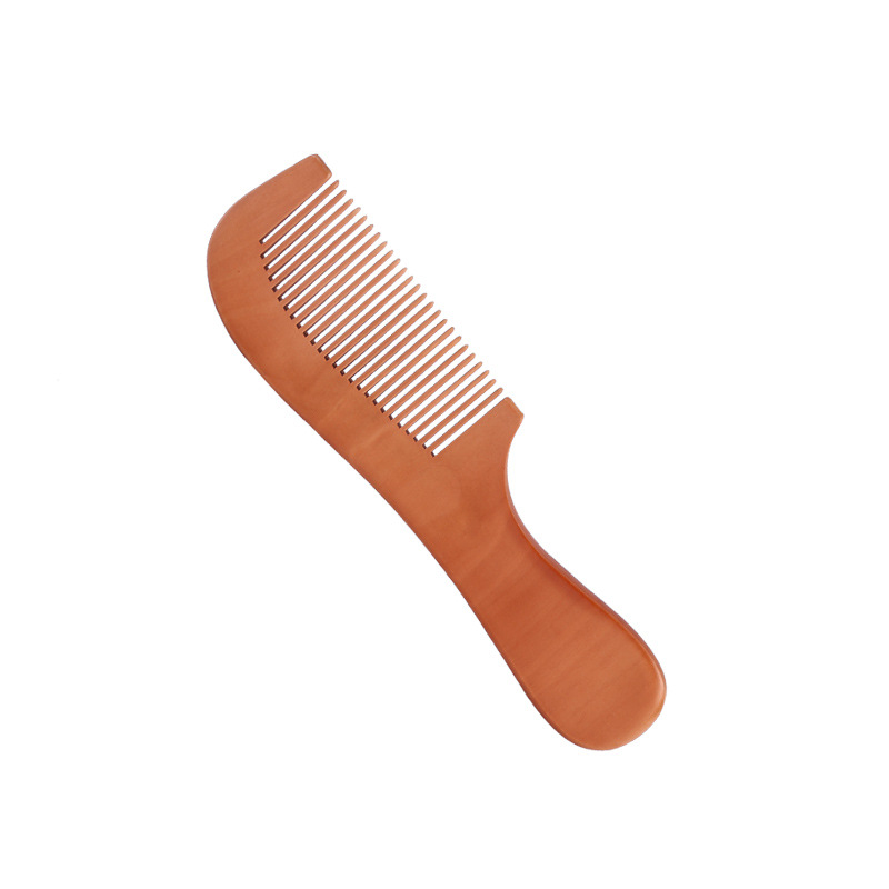 Hairdressing Shun Hair Peach Wood Comb Solid Wood Portable Handle Moon Comb Wide Fine Teeth Tourism Crafts Household Carving Pattern