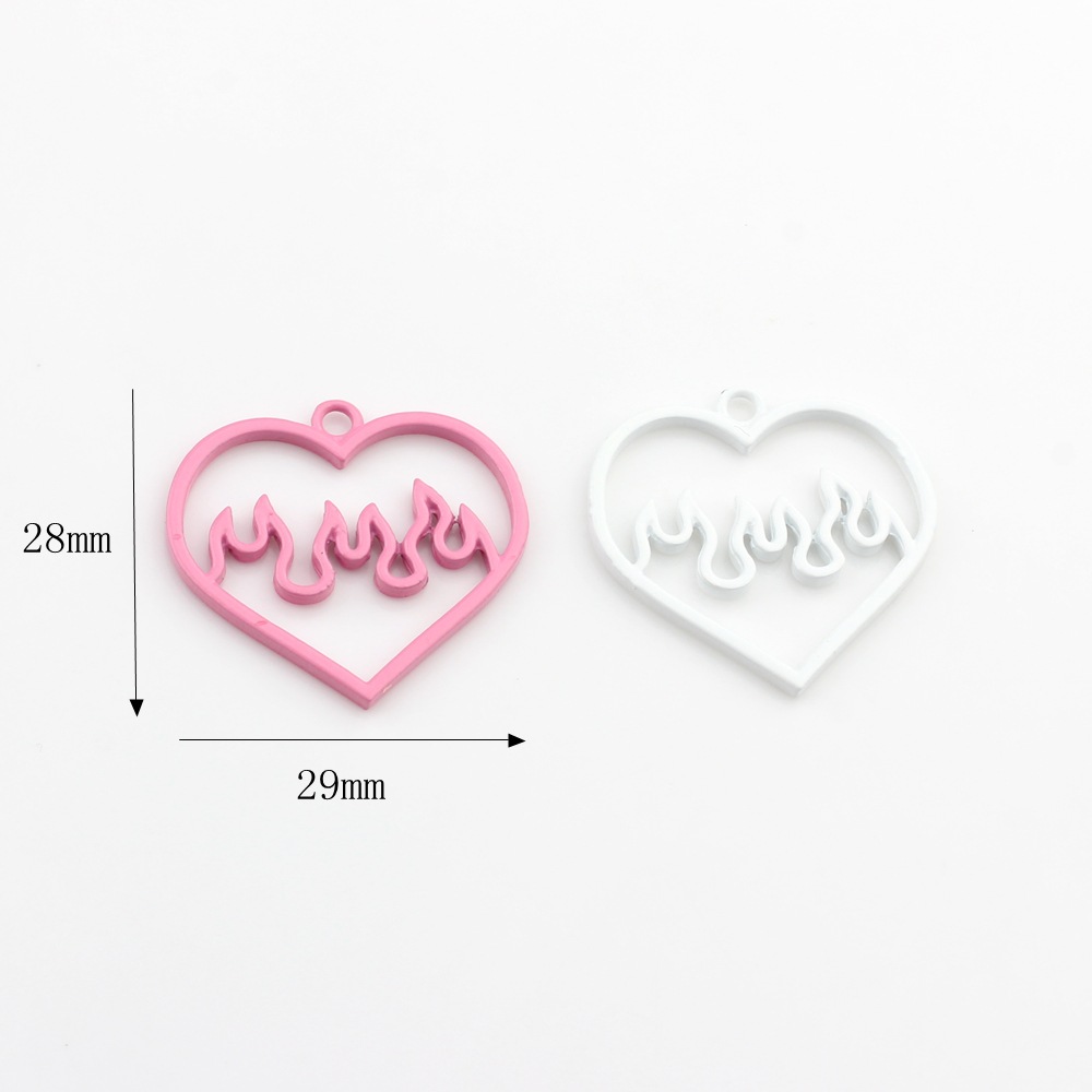 Korean fashion alloy love spray paint ECG Hollow Small pendant DIY jewelry material accessories