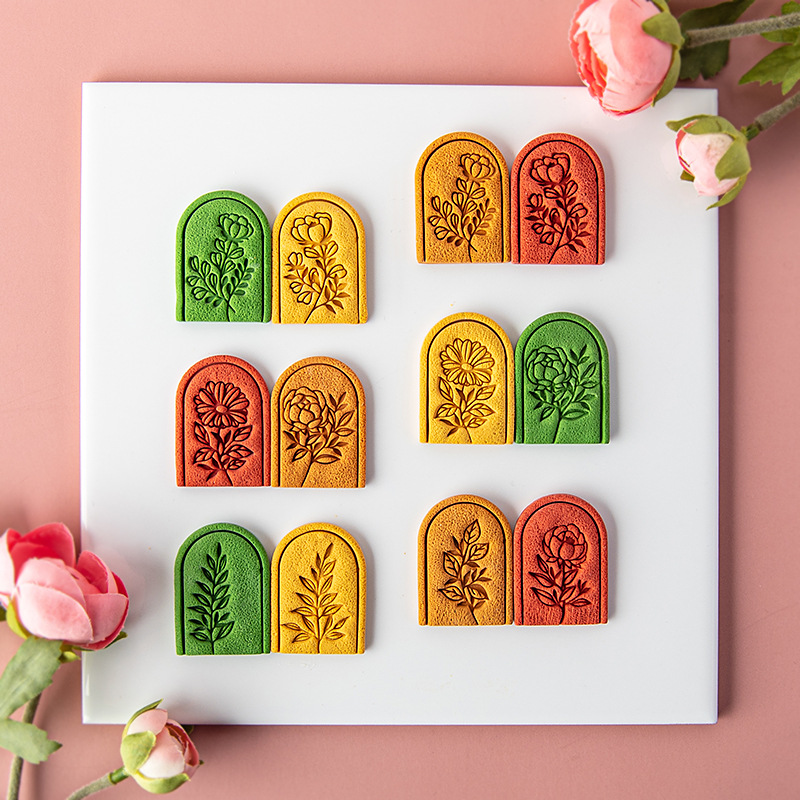 New Rose Carnation Soft Pottery Earrings Mold Retro Leaf Jewelry Clay Shape Press Mold Hand Tools