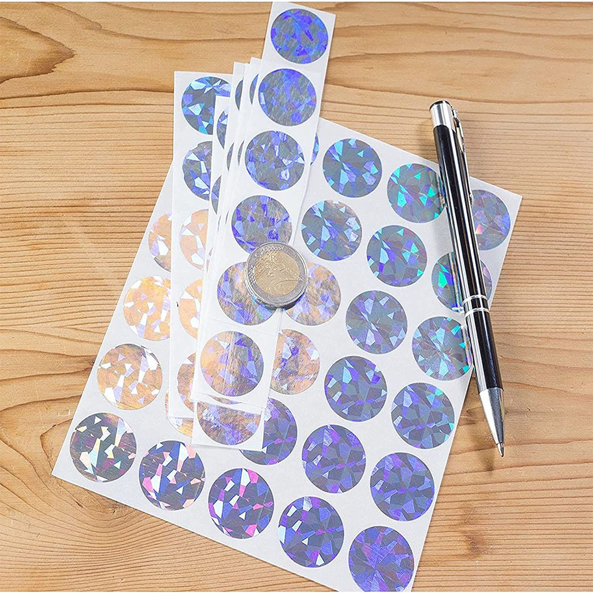 Foreign trade hot spot 1 inch round laser scraping paper label DIY holographic scraping music scraping card sticker
