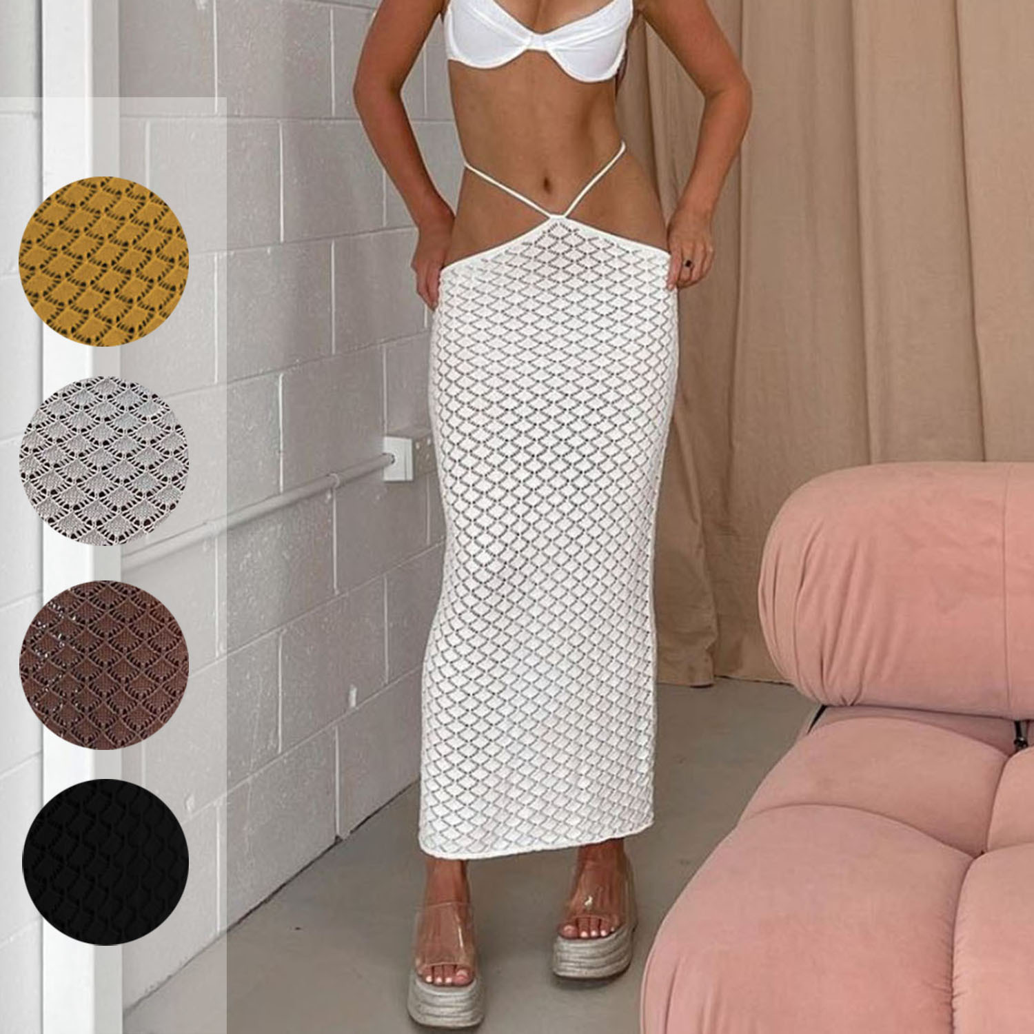 2022 Cross-border Spring and Summer AliExpress Amazon Independent Station Explosions Women's Waist Lace-up Mermaid Half-length Dress