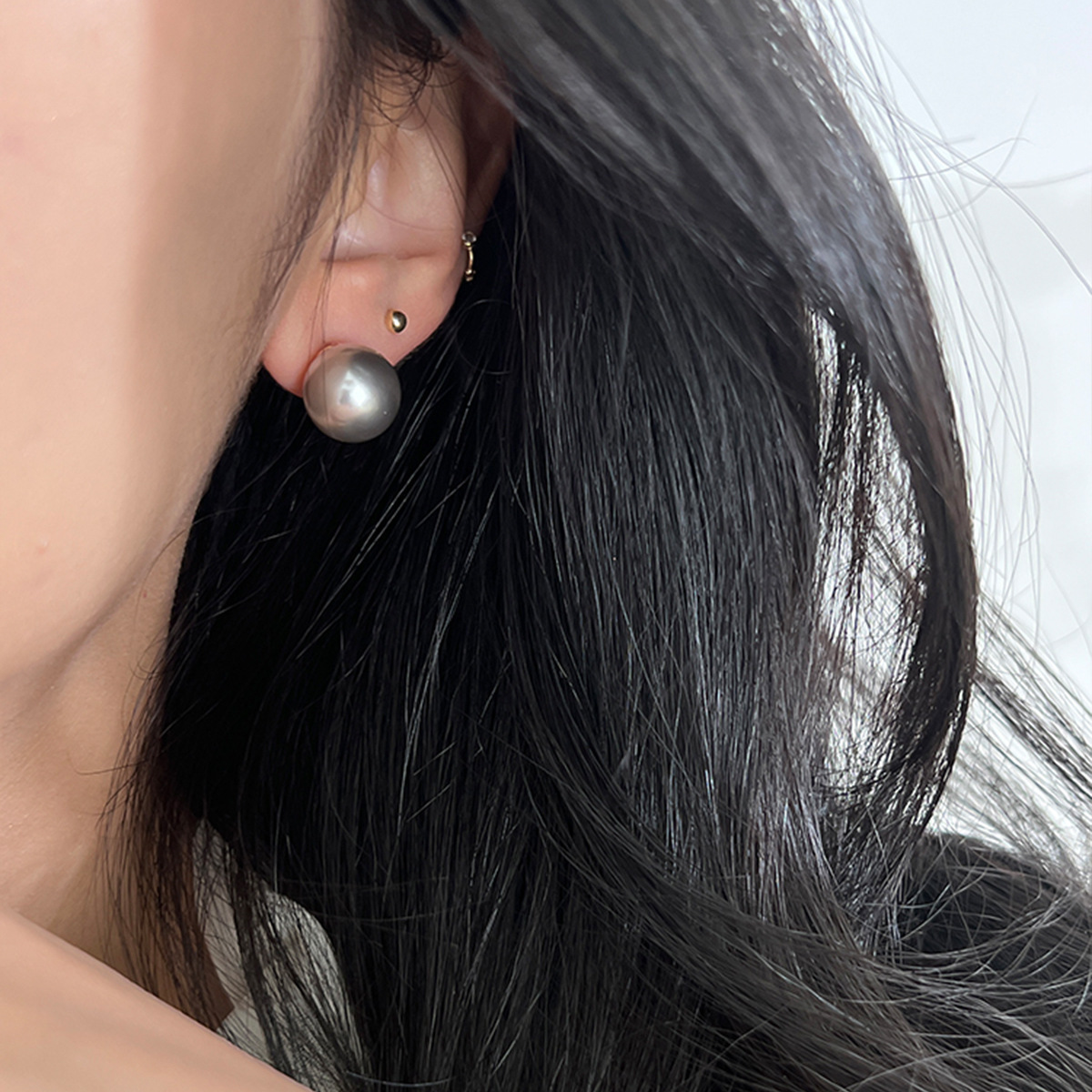 EH0249(12mm silver gray pearl pair)