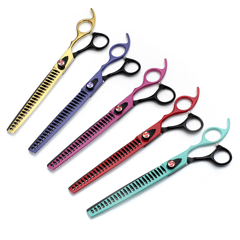 E-Commerce best selling color pet scissors 8 inch Fishbone tooth scissors tooth scissors 7 inch thin scissors 7.5 inch hair trimming scissors