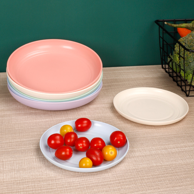Wheat Straw Disc Household Plastic Fruit Dish Fiber Vegetable Snack Dessert Dessert Large Dinner Plate