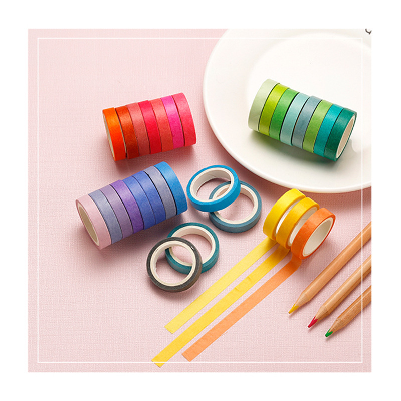 Color paper tape width 8mm decorative stickers 60 color rainbow tape set