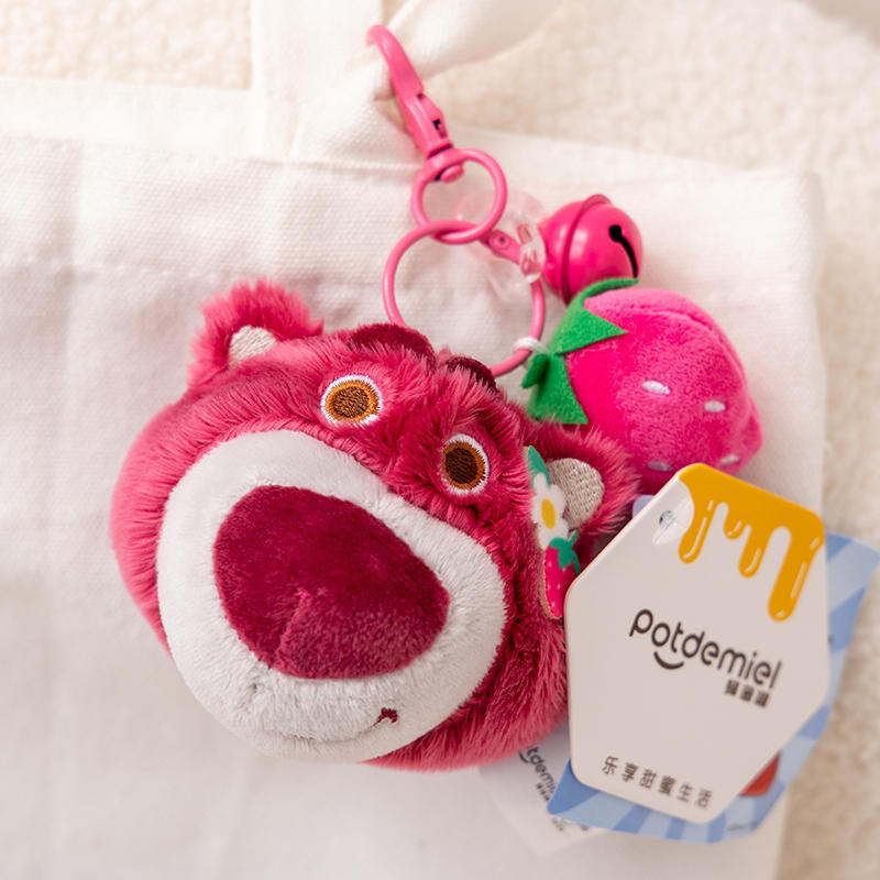 Genuine Disney Authorized Strawberry Bear Keychain Plush Pendant for Girls School Bag Bag Hanging Ornaments Birthday Gift