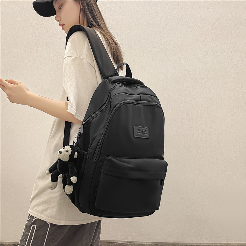 Solid Color Women's Korean-style Harajuku Backpack Campus Style Junior High School High School Student Schoolbag Women's Simple Large Capacity Backpack