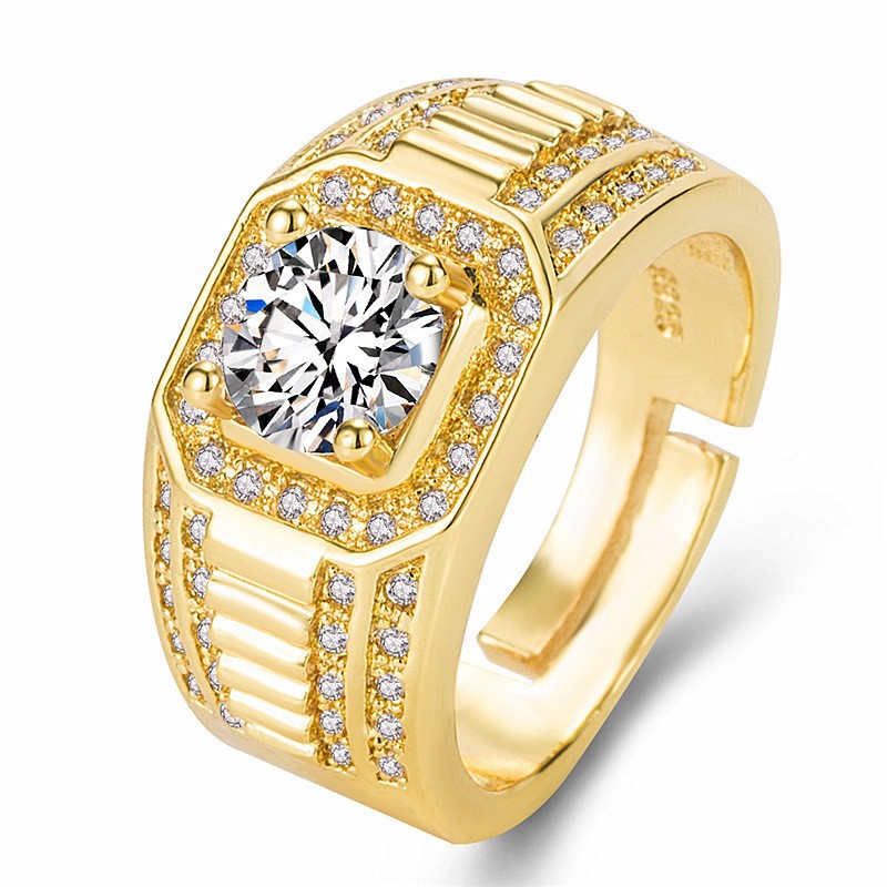SOURCE Factory wholesale moissanite open mouth men's ring domineering men's open adjustable ring wedding ring TikTok delivery