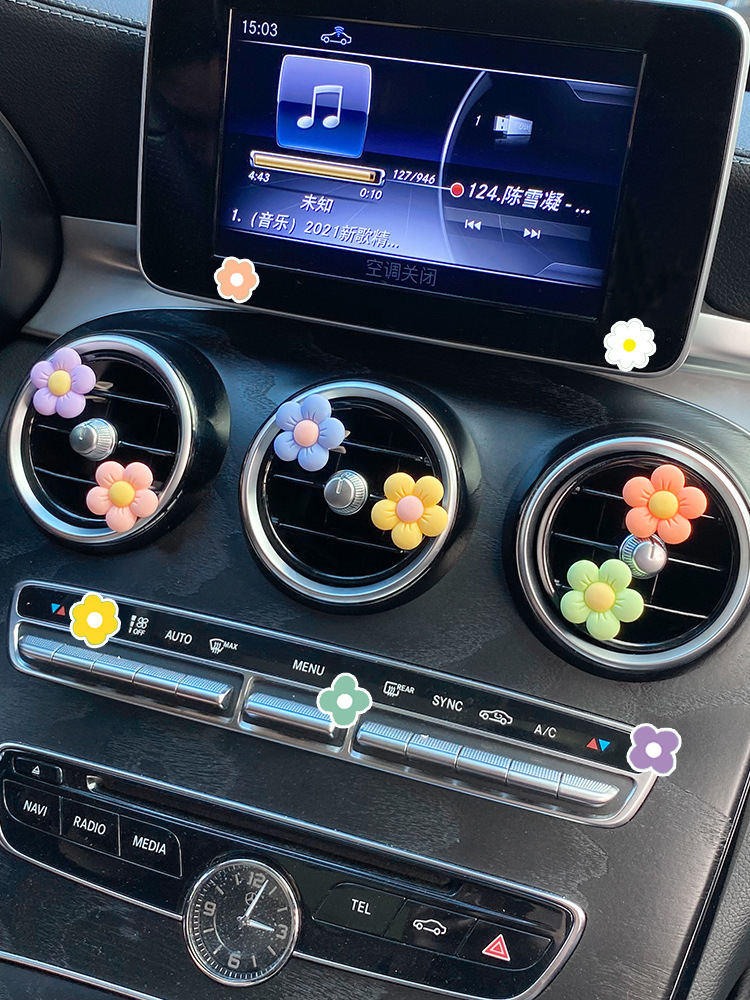 Car Air Outlet Perfume Cute Cartoon Flower Car Aromatherapy Air Conditioning Air Outlet Decoration Car Aromatherapy