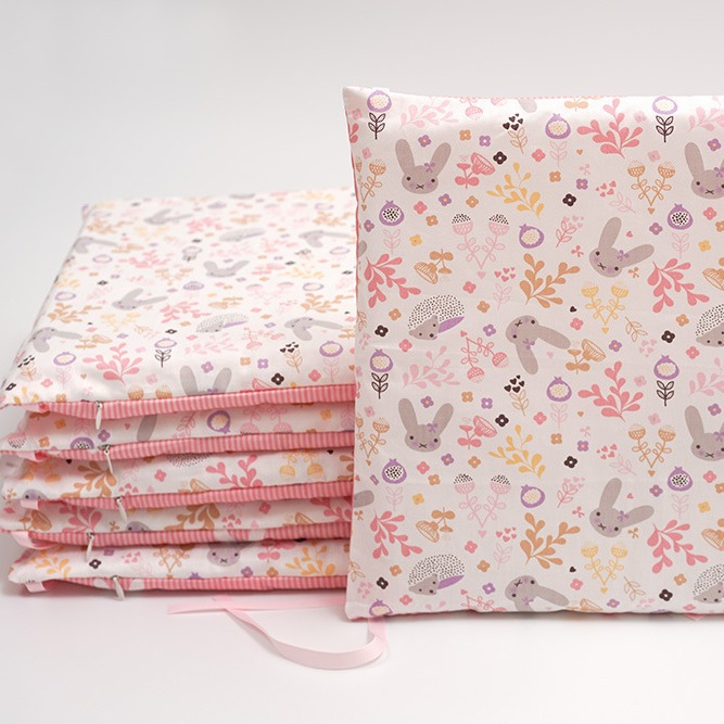 Baby Bed Baby Bedding Kit Cartoon Cotton Anti-collision Guardrail Powder Rabbit 30*30 Removable and Washable