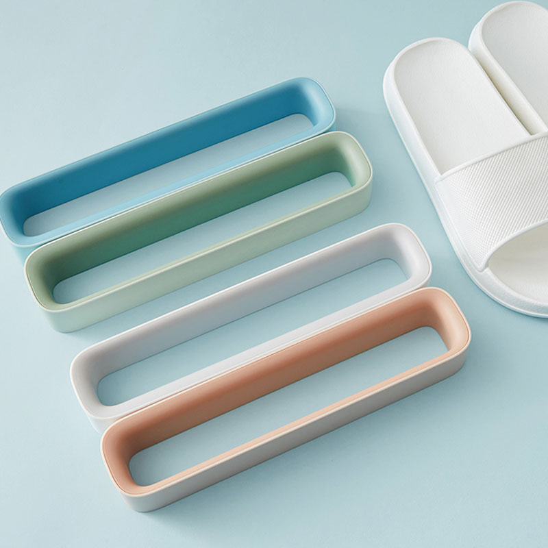 Bathroom wall-mounted slippers shelf space-saving seamless stickers storage rack wall paste shoe rack household department store wholesale