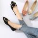 Women's shoes. Single-layer shoes women's large size low heel square buckle 2023 spring summer autumn new Korean-style bean shoes women